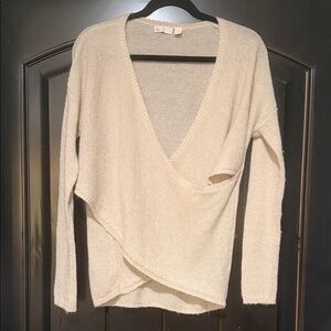 Elegant Cream Wrap Sweater